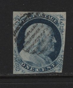 9 F-VF used neat cancel with nice color cv $ 100 ! see pic !