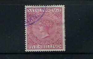 NATAL SCOTT #57 1874-78 5SH (CARMINE) PERF 14 - USED