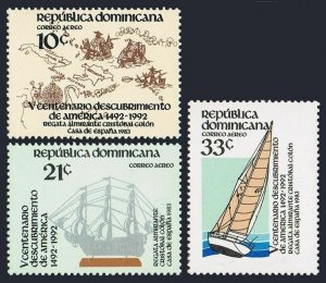 Dominican Rep C388-C391,MNH.Michel 1398-1400,Bl.39.Columbus-491,1983.Ships,Yacht