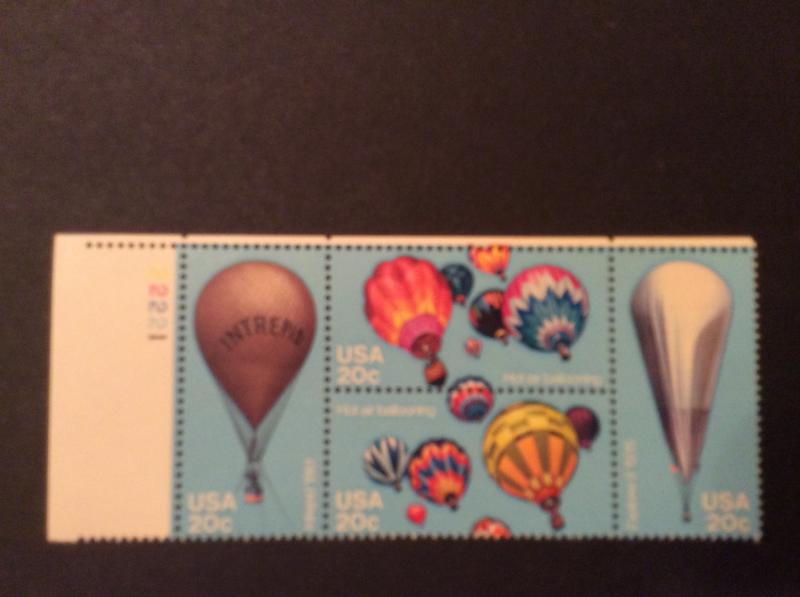 U.S.#2035a Balloons 20c Mixed Plate Block of 4, MNH.