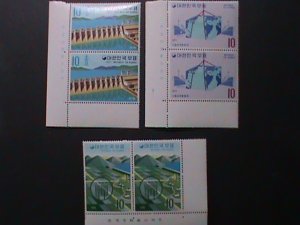 ​KOREA-1971 SC#738-40-ECONOMY DEVELOPMENT MNH  IMPRINT-BLOCK VERY FINE