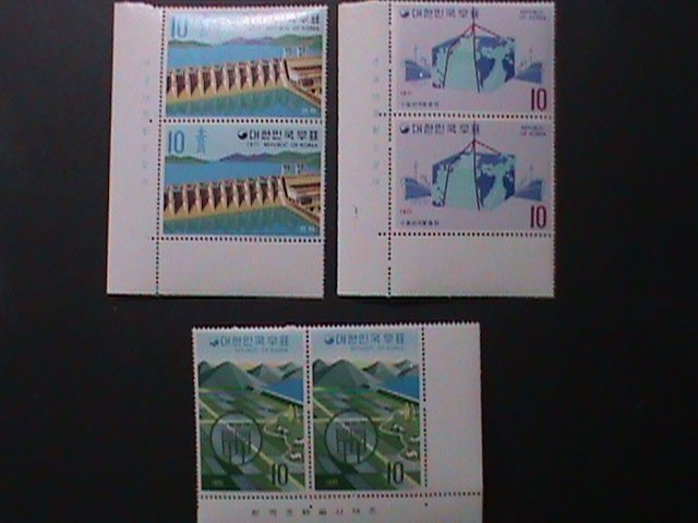 ​KOREA-1971 SC#738-40-ECONOMY DEVELOPMENT MNH  IMPRINT-BLOCK VERY FINE