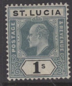 ST.LUCIA SG74 1905 1/= GREEN & BLACK MTD MINT