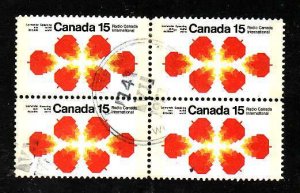 Canada-Sc#541p- id12-used 15c Radio Canada tagged block-dated 14 VI 1971-