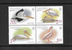 BIRDS - UKRAINE #696 PELICANS  WWF  MNH