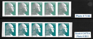 Scott #3617, #3475A 23c Washington PNC5 Set of 10, VF+QUALITY!-Cat-$32.50