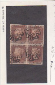 Great Britain 1841 Scott # 3 SG-8 Fine IMPERF Block of 4 Used Malteas Cross CXL