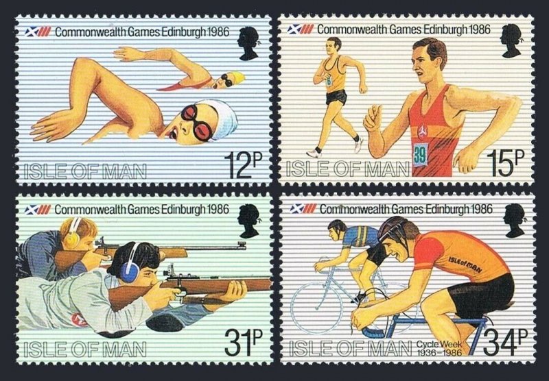 Isle of Man 297-300,MNH.Michel 298-301. Commonwealth Games 1986.Swimming,Walking