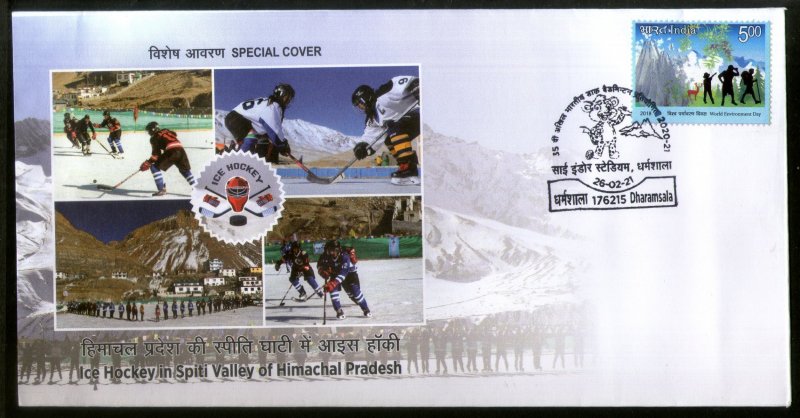 India 2021 Ice Hockey in Spiti Valley of Himanchal Sport Mascot Special Cover #