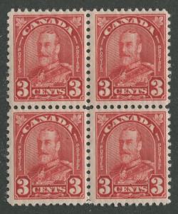 CANADA #167 MINT BLOCK OF 4 F/VF NH