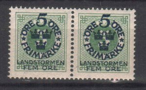 SWEDEN STAMPS. 1918, Sc.#B4, PAIR MNH