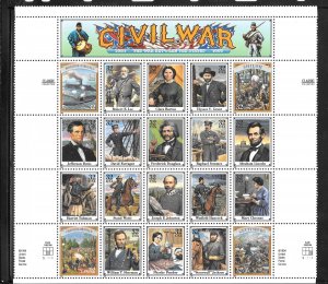 #2975 MNH Civil War From Press Sheet W/ Gutter (my258)