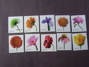 U.S.# 4176-4185-MINT/NEVER HINGED--FLOWERS--COMPLETE SET OF BOOKLET SINGLES-2007