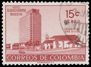 AIRMAIL STAMP FROM COLOMBIA 1955. SCOTT # C273. USED. # 1