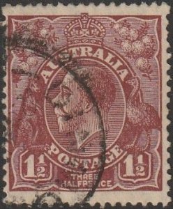 Australia 1930 Sc#69 1-1/2d Red Brown KGV Head USED-Fine.