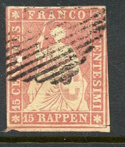 Switzerland # 38, Used, Green silk tread.
