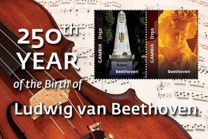 Gambia 2020 - Beethoven Music - Souvenir Stamp Sheet - Scott #3894 - MNH