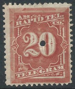 U.S. - American Rapid Telegraph Co., Sc #IT6, 20c Used (1881)