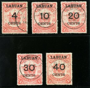 Labuan 1895 QV Surcharges set complete very fine used. SG 75-79.