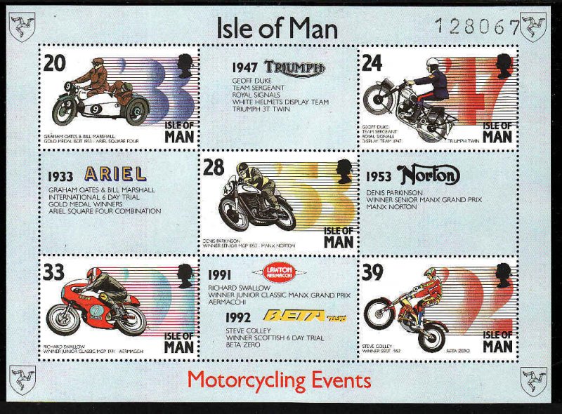 Isle of Man 1993,Motorcycles MNH S/Sheet # 566a