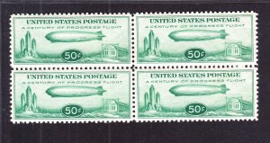 US C18 Century of Progress Zeppelin Airmail Mint Block of 4 VF-XF OG NH SCV $330