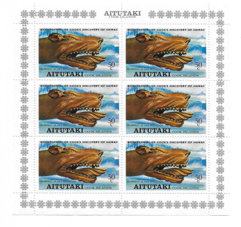 Aitutaki 1978 Captain Cook's arrival in Hawaii Sc 160-162 MNH C5 2 scans 3 sheet