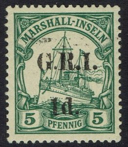 GRI MARSHALL ISLANDS 1914 YACHT 1D ON 5PF 5MM SPACING 