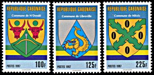 Gabon 855-857, MNH, Gabon City Coats of Arms