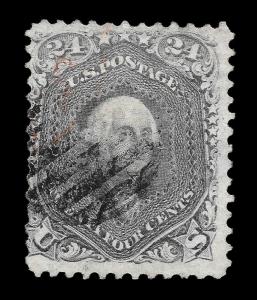 U.S. Scott #78b / $450 - 24c Gray, Used, Black & Red Cancels, Fine