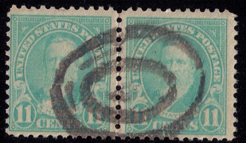 US Sc 563 Used Green Blue Vert. Pair F-VF