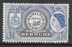 Bermuda 150: 4d Perot stamp 1st stamp of Bermuda, used, F-VF