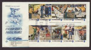 US 1498a Postal Workers 1973 Label FDC 