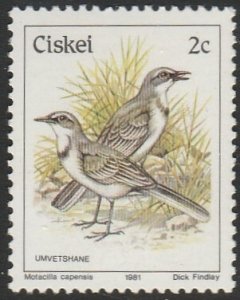 South Africa-Ciskei #6 1981 2c Cape Wagtail MNH.