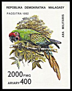 Madagascar 1121, MNH, Military Macaw Parrot souvenir sheet