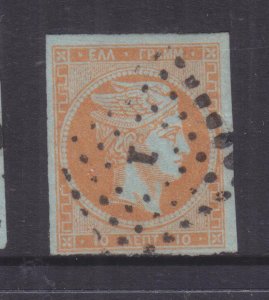 GREECE, 1862 10L. Orange on Blue, used.