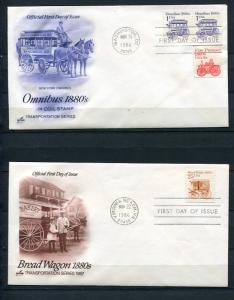 USA 2 First Day Covers Transportation Bread Wagon  Omnibus 1880s u1926hs