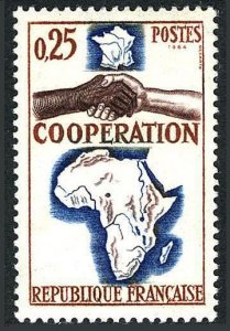 France 1111 block/4, MNH. Michel 1493. Cooperation 1964. Map of Africa.