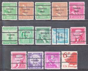 Precancels - Pasadena, CA - 14 Different Bureau Issues