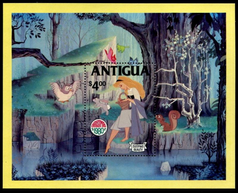 Antigua 601, MNH, Disney Charaktären Dornröschen und die Prince. x10265