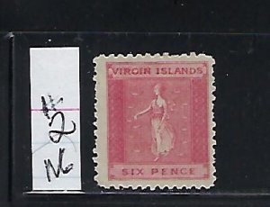 BRITISH VIRGIN IS. SCOTT #2 1866 6P (ROSE) UNWMK- PERF 12 - NO GUM