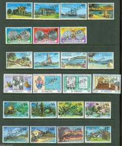 ST. VINCENT LOT OF COMPLETE SETS SPECIMEN OVERPRINTS MINT NH AS SHOWN 