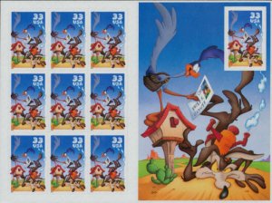 2000 33c Warner Bros. Wile E. Coyote, Pane of 10 Scott 3391 Mint F/VF NH