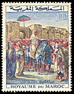 Morocco 101, used, 3rd Anniv. Coronation of King Hassan II, Delacroix Painting