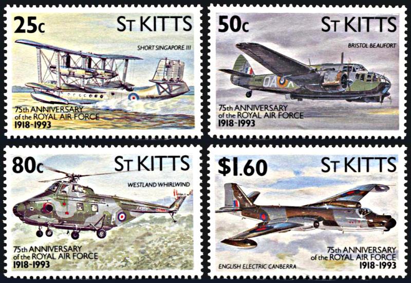 Saint Kitts 351-354, MNH, 75th Anniversary of Royal Air Force