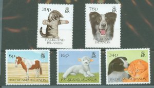 Falkland Islands #588-592  Single (Complete Set) (Cat) (Dog) (Fauna) (Horse)