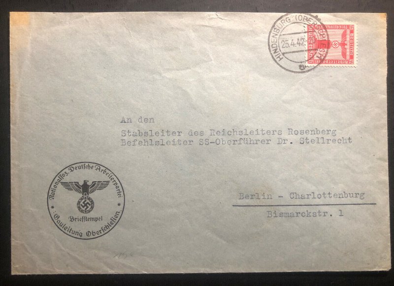 1942 Hindenburg Germany Cover To SS Dr Stellrecht Berlin