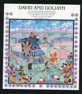 Guyana 2561 David and Goliath Biblical Story Stamp Sheet MNH 1992 