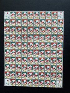 1936 Christmas Seal Sheet of 100 MNH. one corner may has small gum damage