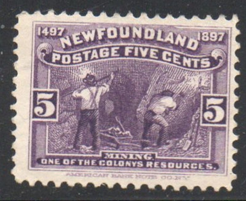 Newfoundland Sc 65 1897 5 c violet Mining stamp mint NH