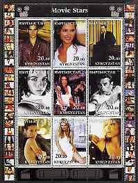 Kyrgyzstan 2001 Movie Stars #1 perf sheetlet containing 9...